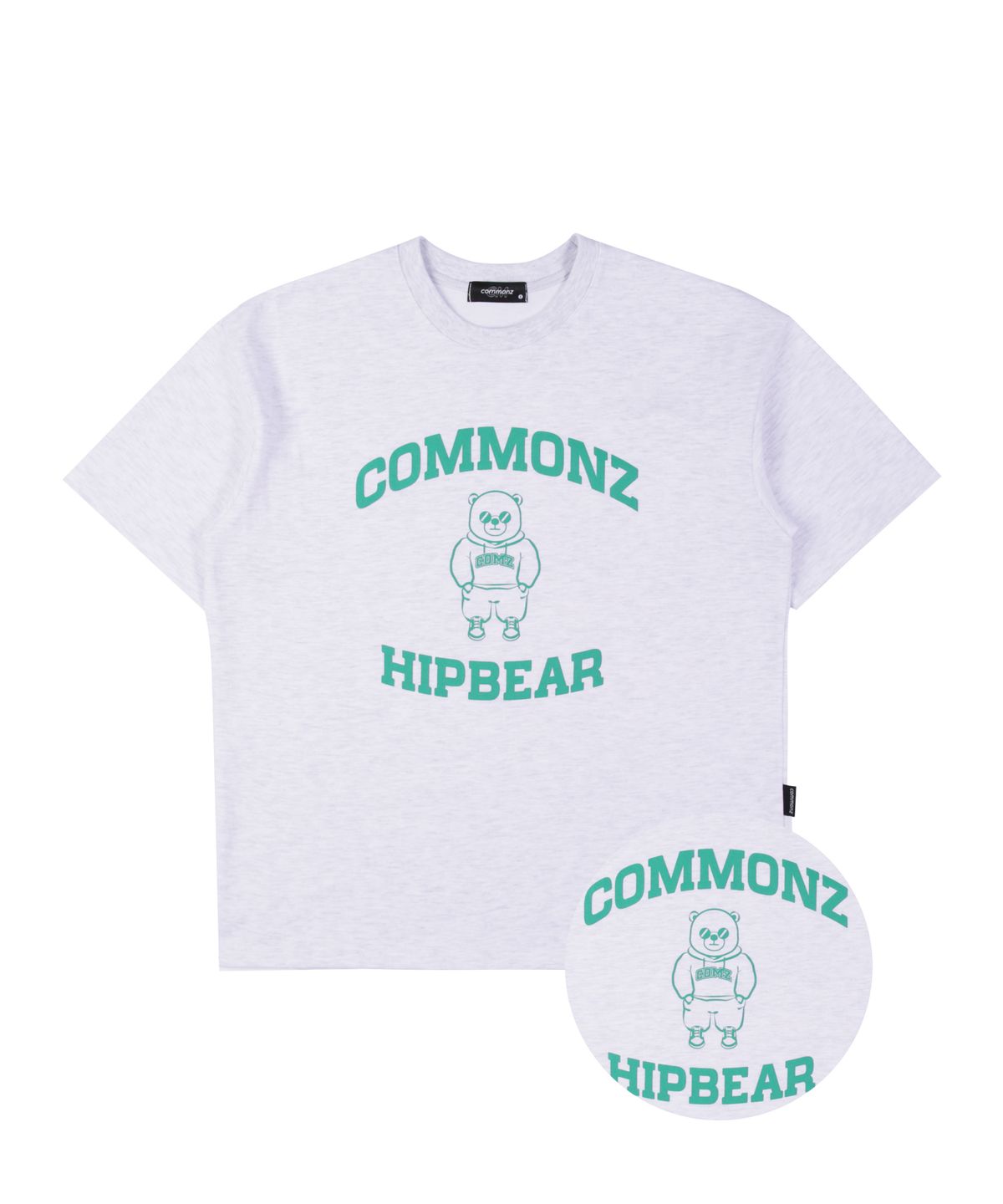 커먼즈(COMMONZ) 힙베어 트레이닝 반팔티셔츠_화이트메란지