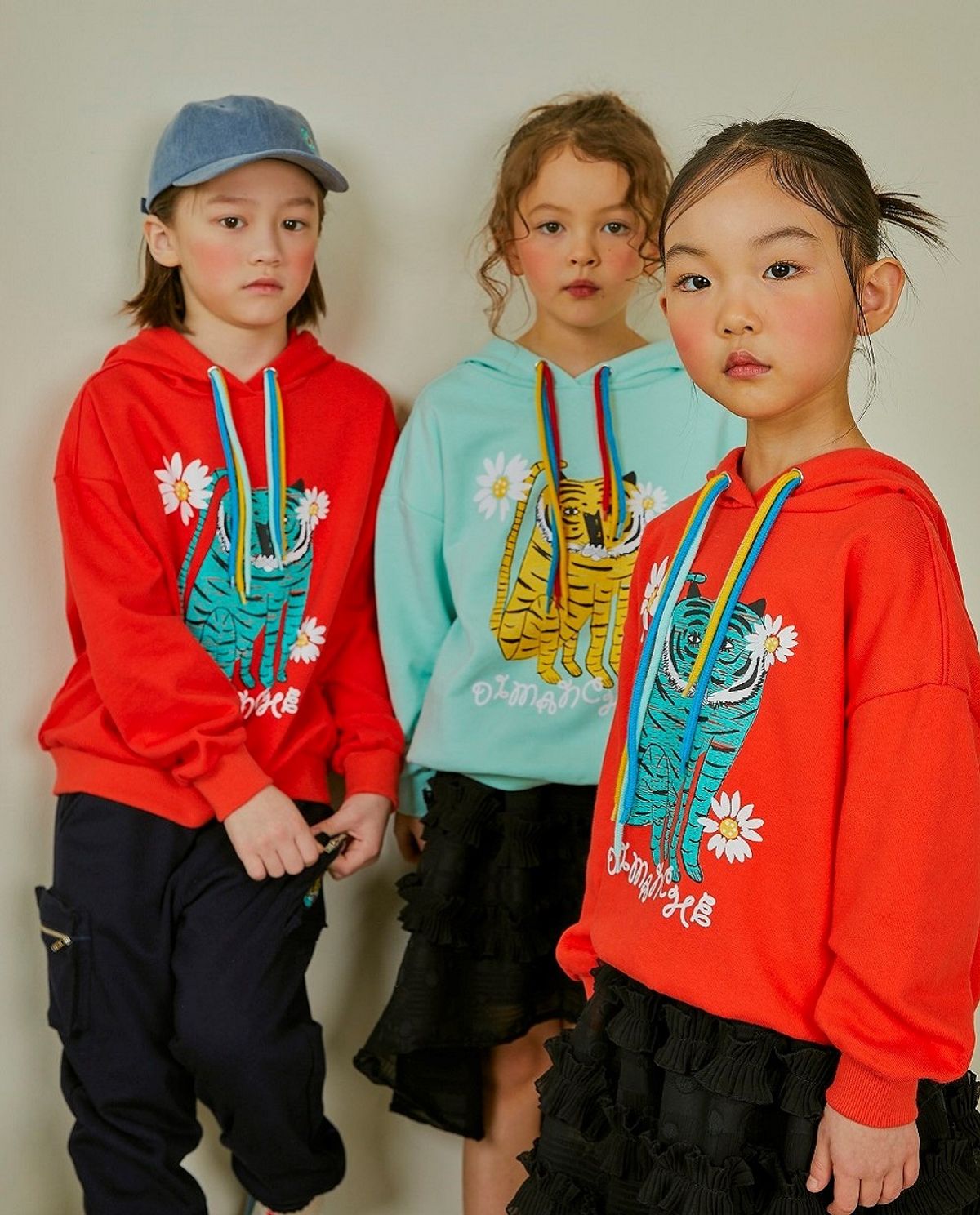 디망쉬키즈(DIMANCHE KIDS) 호랑이 삼색 후드티