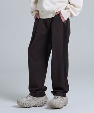 사틴 패널드 와이드 팬츠 [브라운]