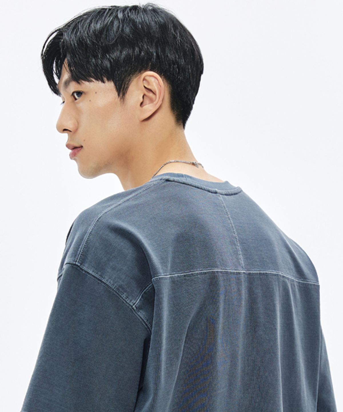 소버먼트(SOVERMENT) 460G 컷 헤비 피그먼트 티셔츠-스톤 네이비-