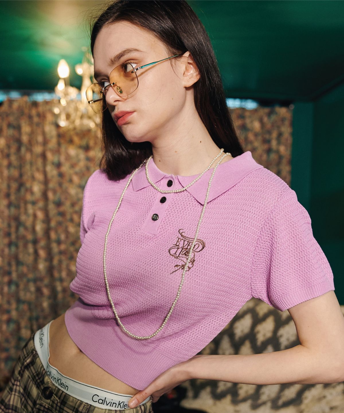 이퓨원트(IFYOUWANT) Willing Rose PK Knit Short Sleeve pink