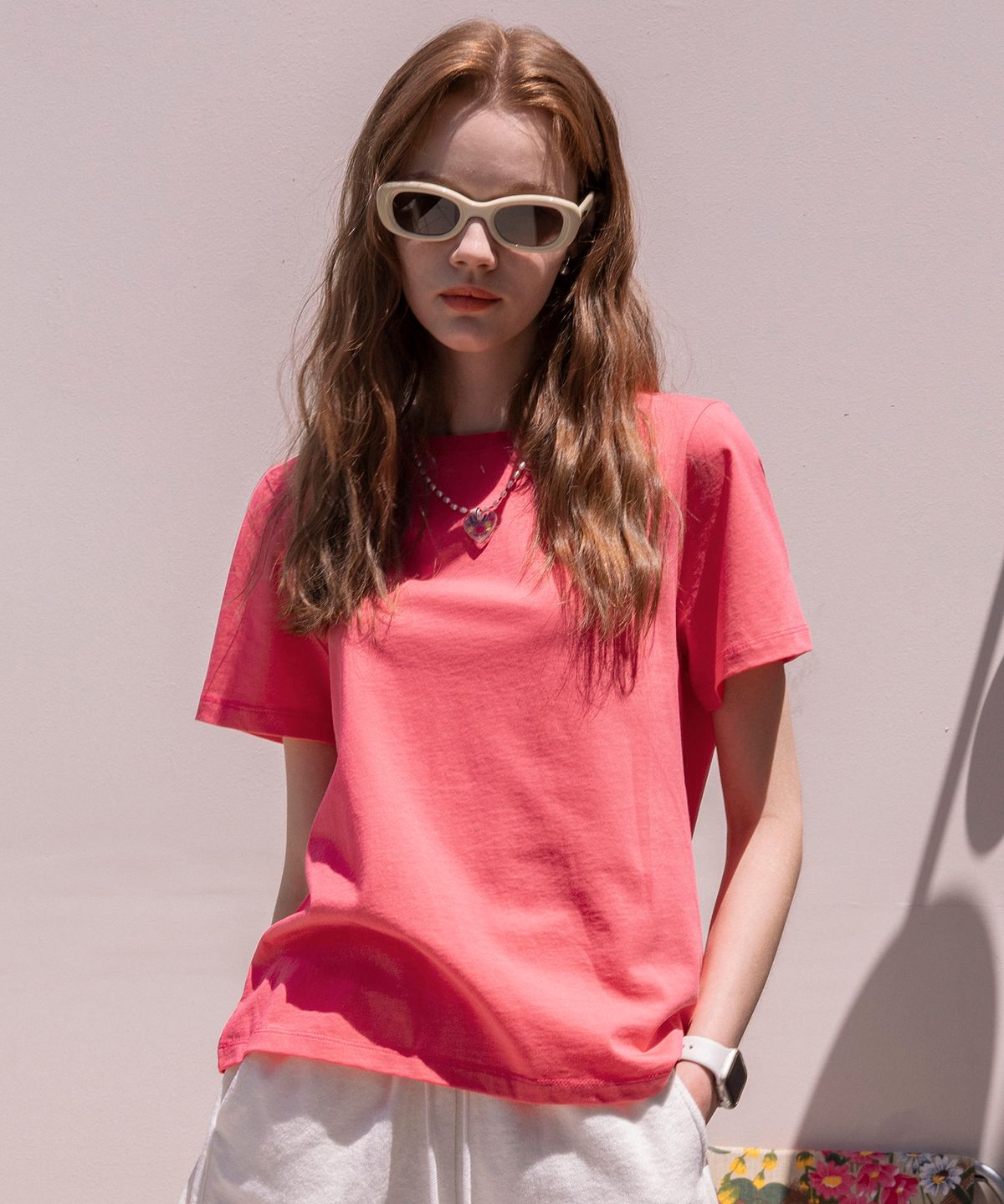 반원 아틀리에(VANONE ATELIER) A3403 Signature silket T-shirt_Hot pink