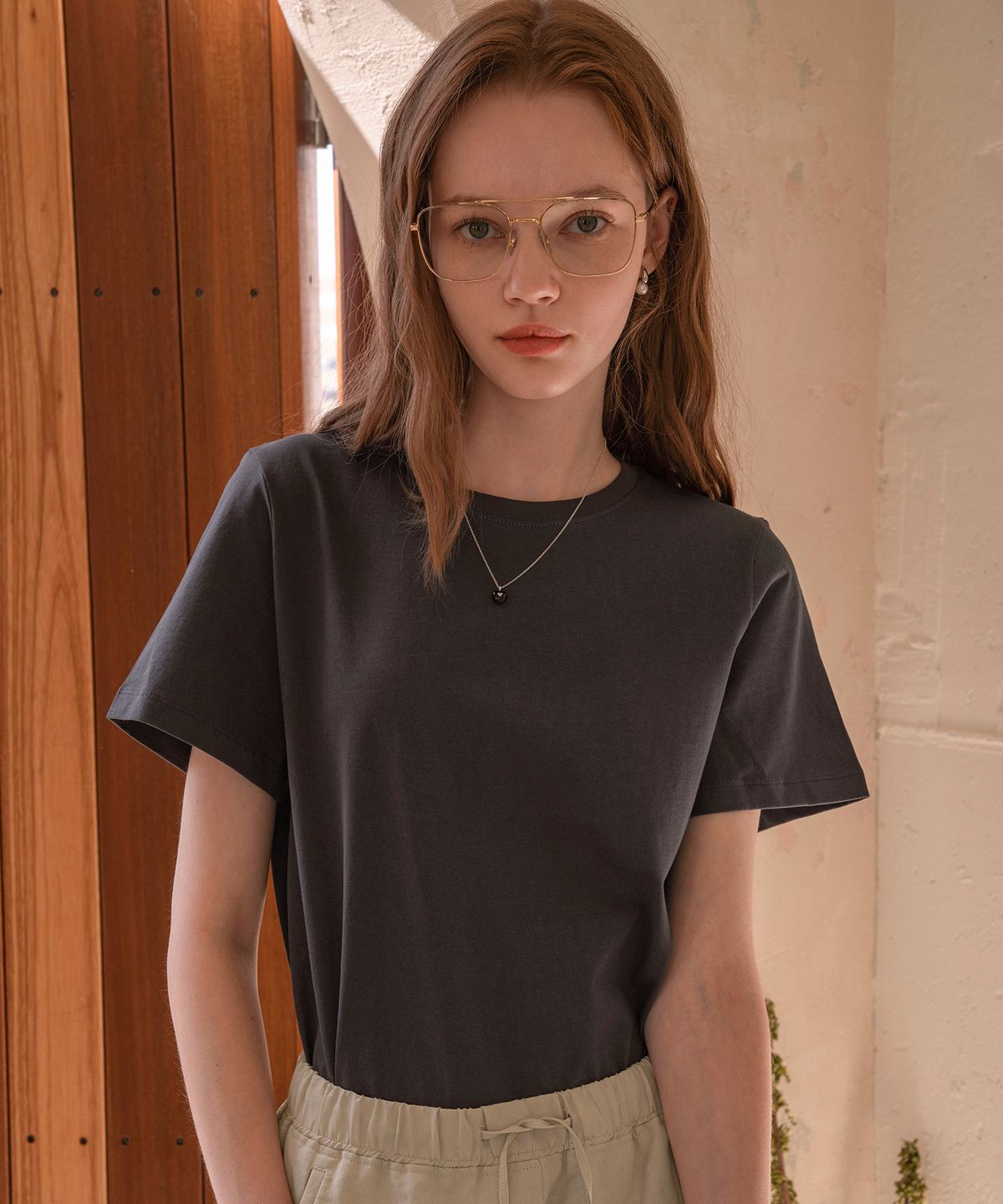 반원 아틀리에(VANONE ATELIER) A3403 Signature silket T-shirt_Dark gray
