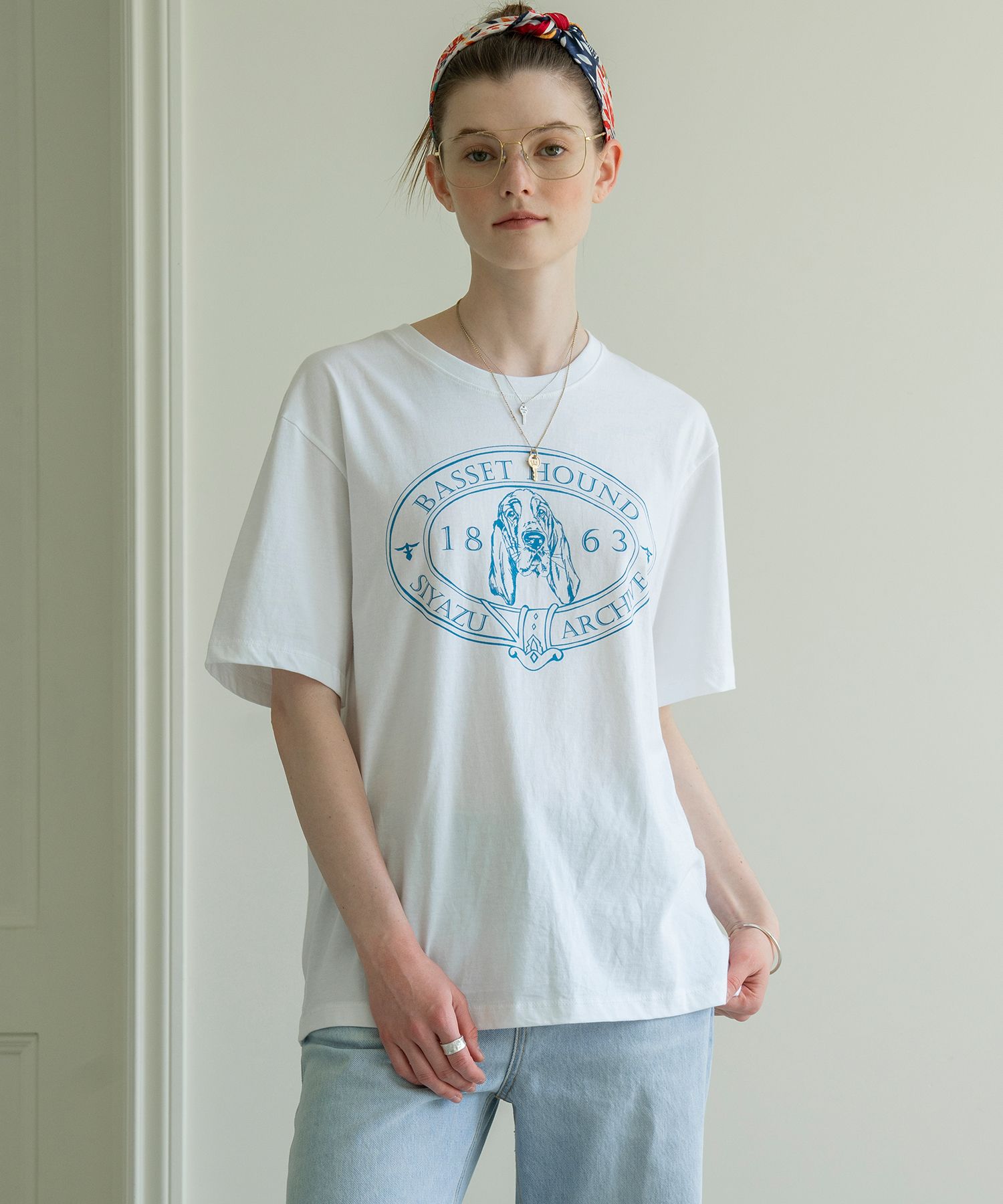 ★Siyazu★ SITP5064 Basset Hound Tshirt_White MUSINSA | SIYAZU SITP5064 Basset Hound T-shirt_White