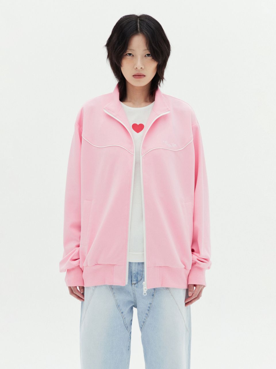 MUSINSA公式 | MATIN KIM MATIN KIM JERSEY ZIP-UP IN PINK