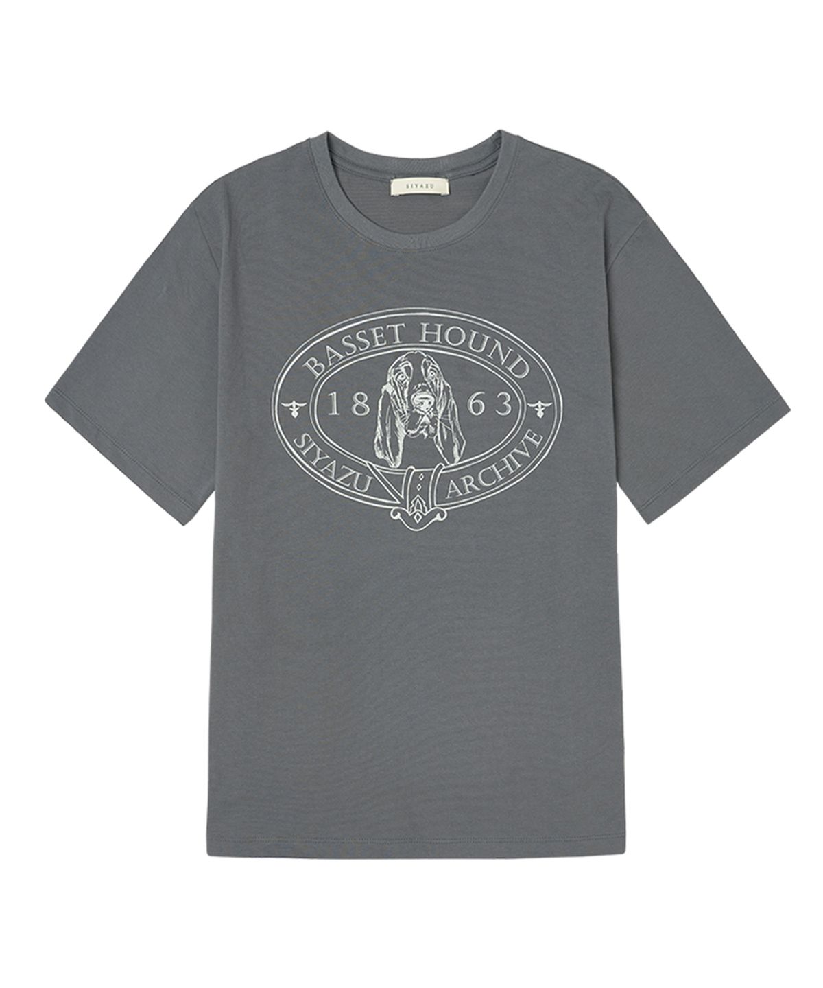 시야쥬(SIYAZU) SITP5064 Basset Hound T-shirt_Charcoal