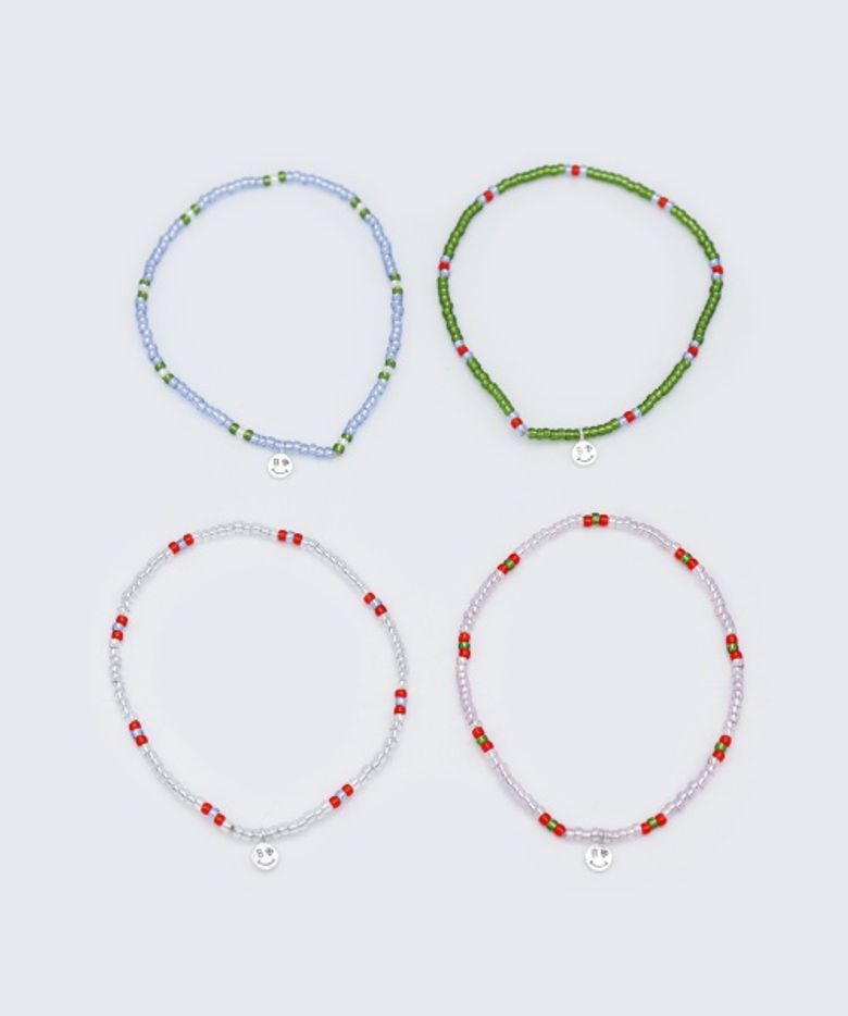 Mini smile charm clear color beads Bracelet 미니 스마일 참 투명 컬러 비즈 팔찌