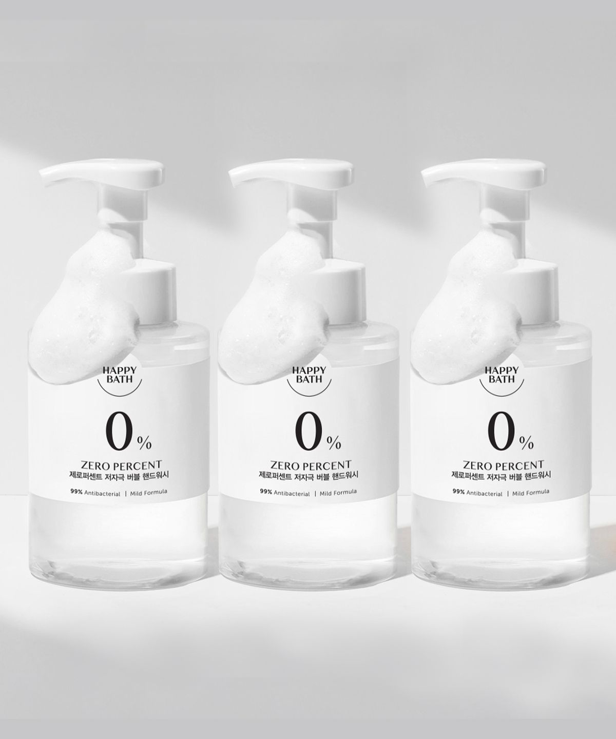 해피바스(HAPPYBATH) 제로퍼센트 저자극 버블 핸드워시 500ml 3입