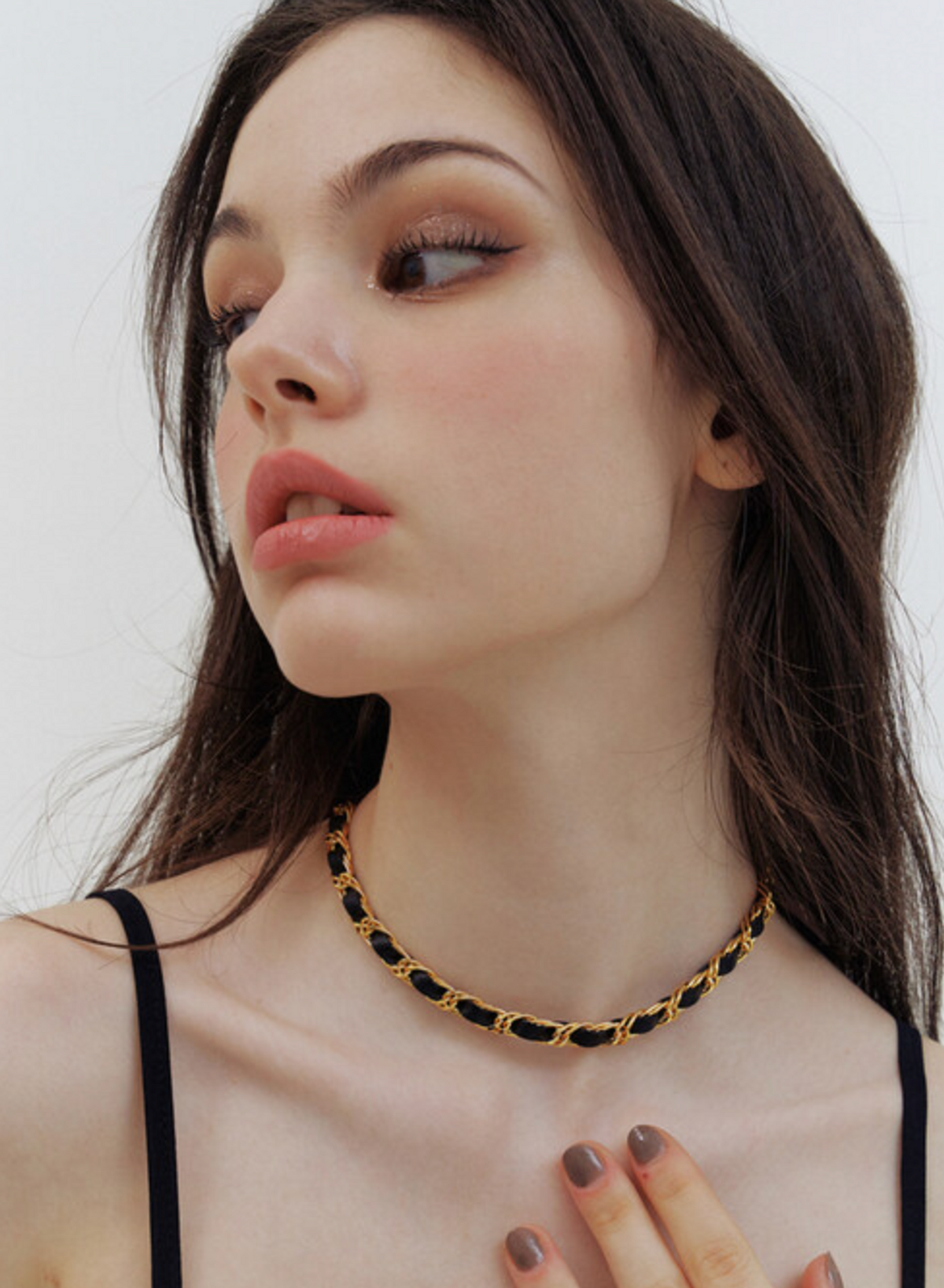 카인더베이비(KINDABABY) ​​​​​​​​​​​​​​​​​​​​gold leather chain choker