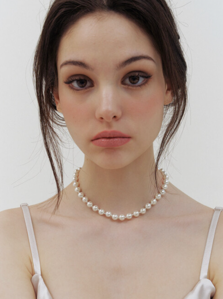 casual knot mixed pearl necklace (925 silver)