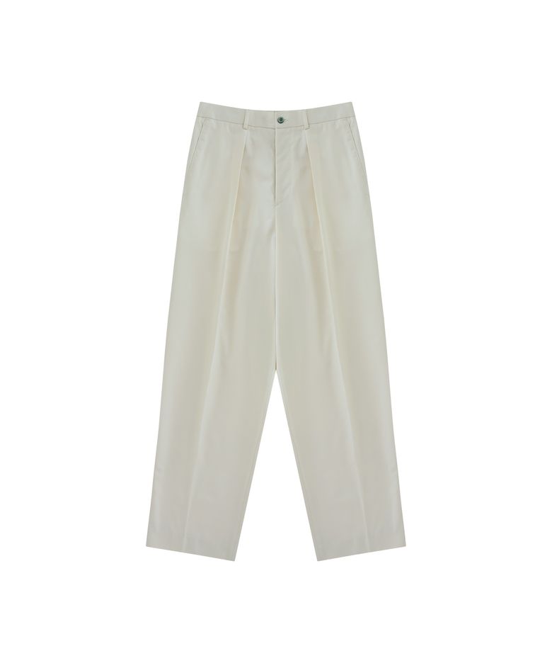 [Easy line] Gaberdine cotton 1Pleats banding chino (Ecru)