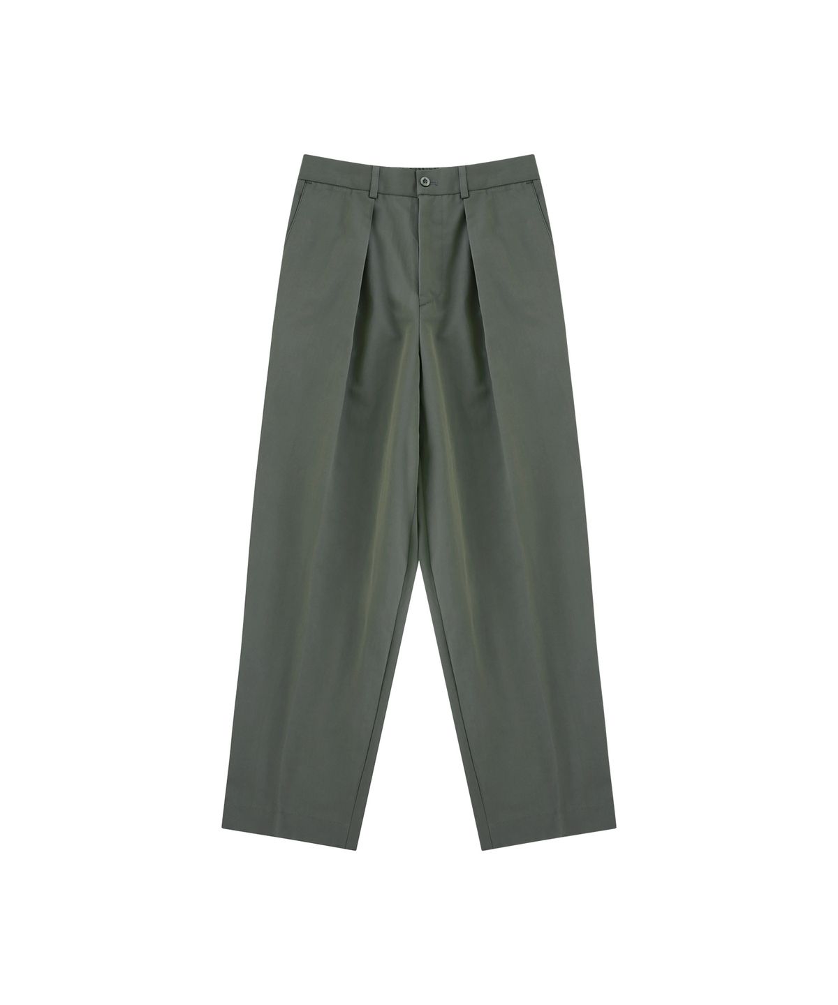 벨리프(BELLIEF) [Easy line] Gaberdine cotton 1Pleats banding chino (Olive)