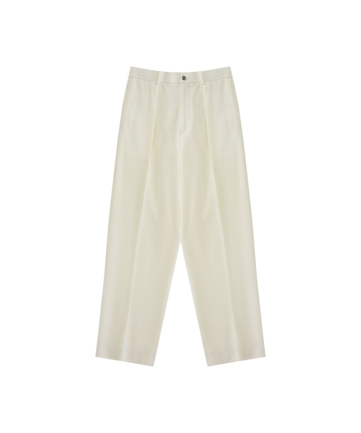 벨리프(BELLIEF) [Easy line] seersucker 1Pleats banding chino (Ecru)