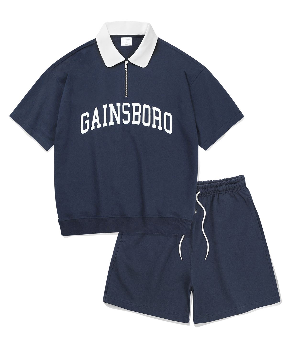게인스보로(GAINSBORO) [SET] 아치로고 카라 맨투맨 셋업_네이비
