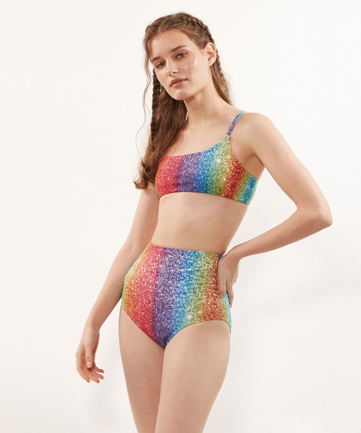 딜라잇풀(DELIGHTPOOL) Starry Glitter Rainbow Bikini Top - Multi
