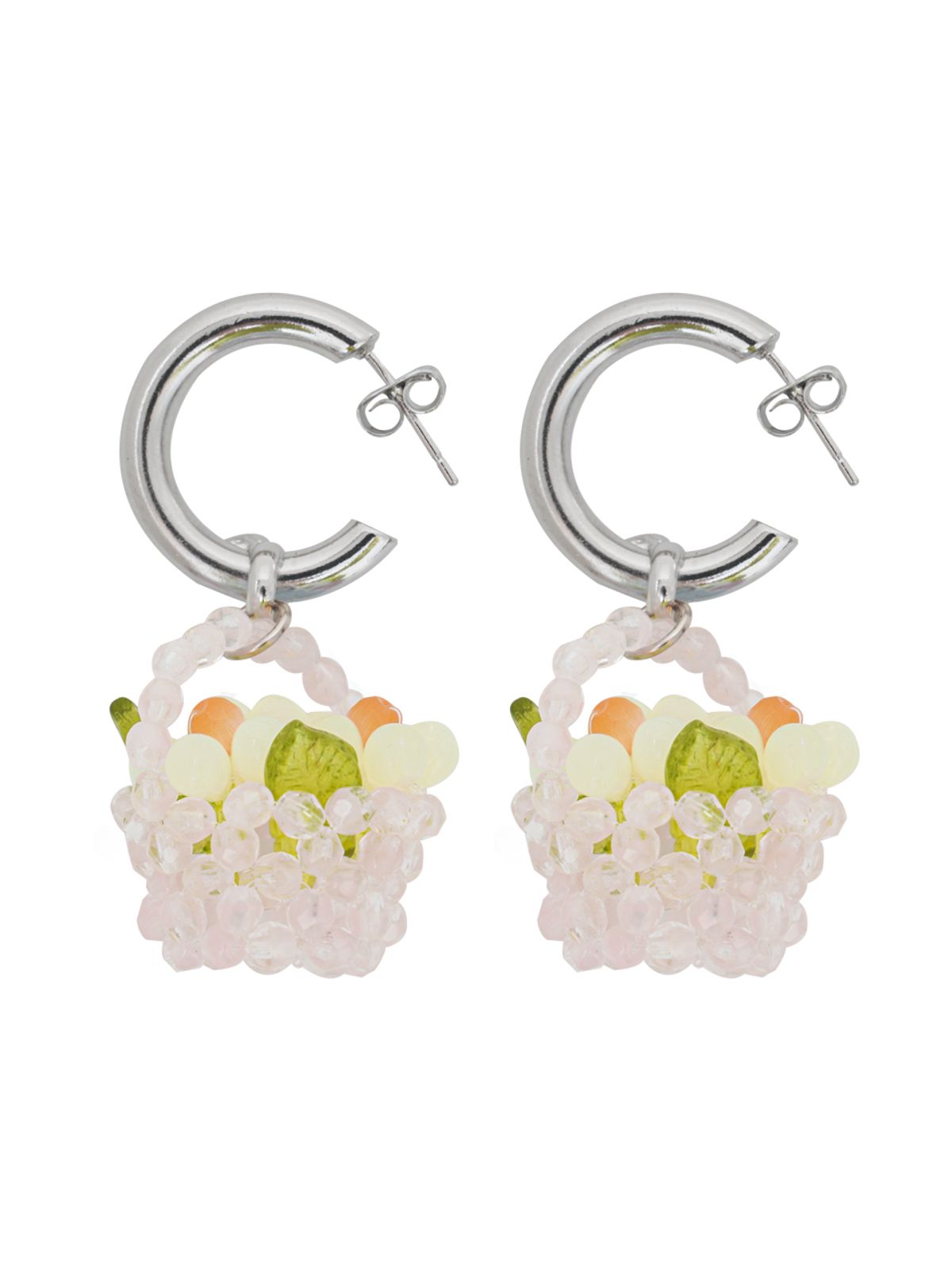 스윙셋(SWINGSET) Flower Basket Beads Earrings (Baby Pink)