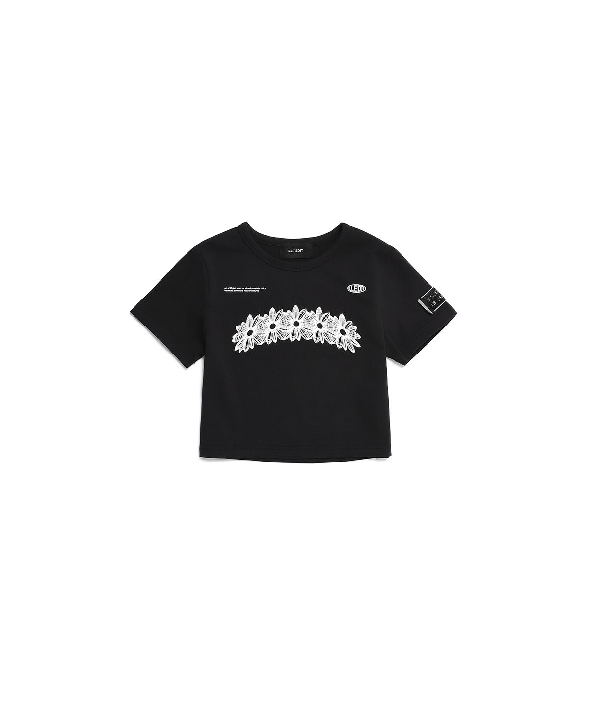 일레딧(ILLEDIT) FLOWER ARTWORK CROP TOP BLACK