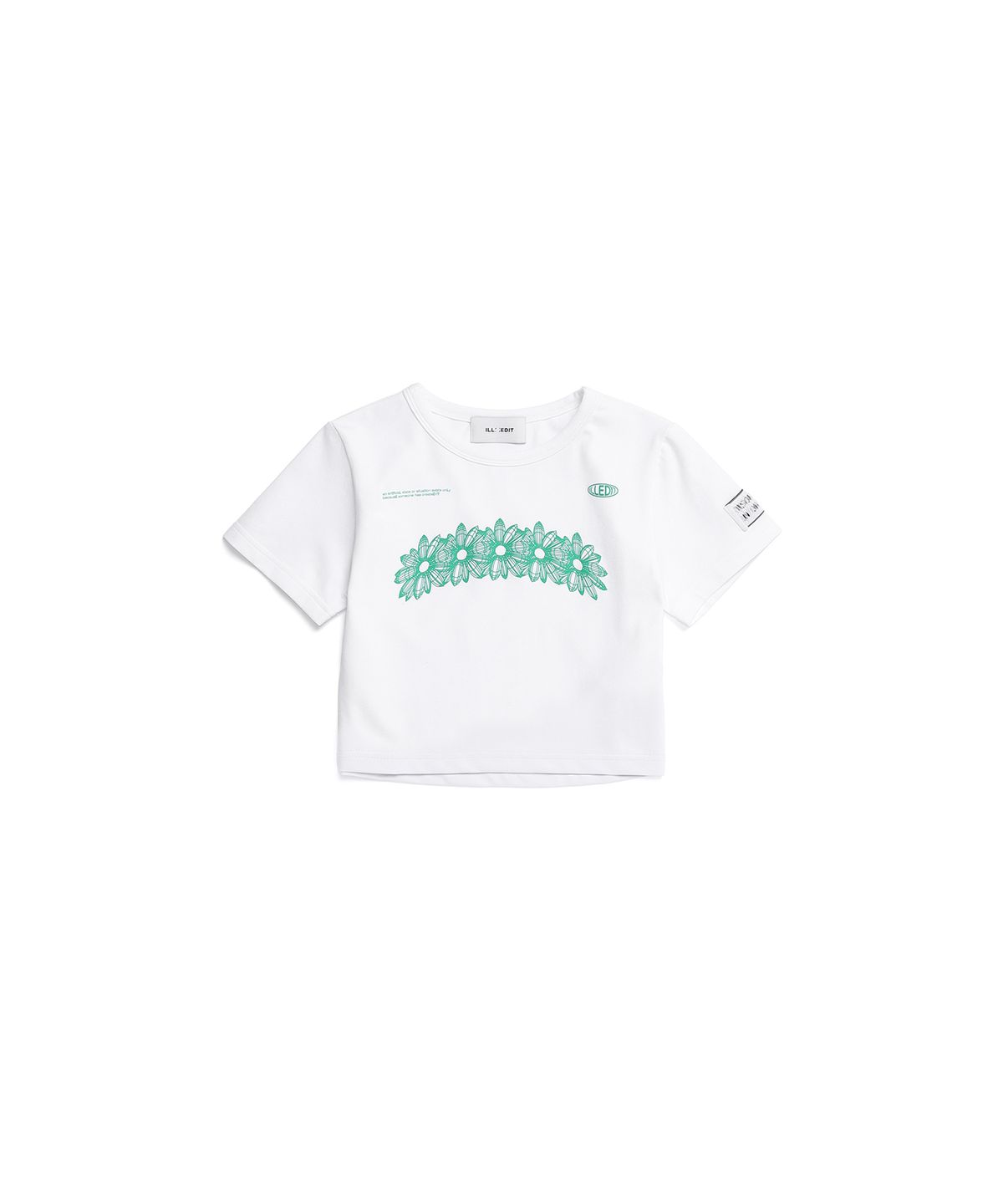 일레딧(ILLEDIT) FLOWER ARTWORK CROP TOP WHITE