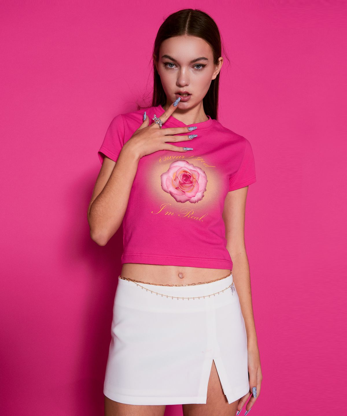 배디(BADEE) Rose Graphic Tee Pink