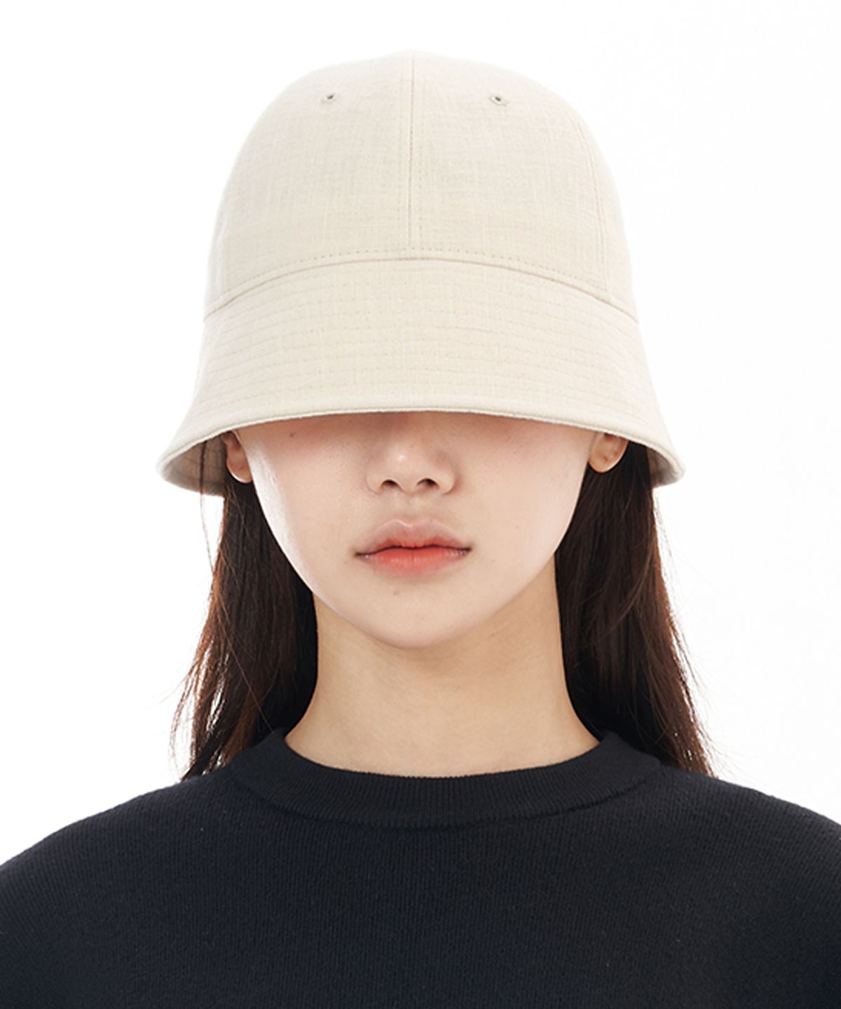 루오에스팩(LUOESPAC) 오버핏 린넨 라운드 버킷햇 (아이보리)