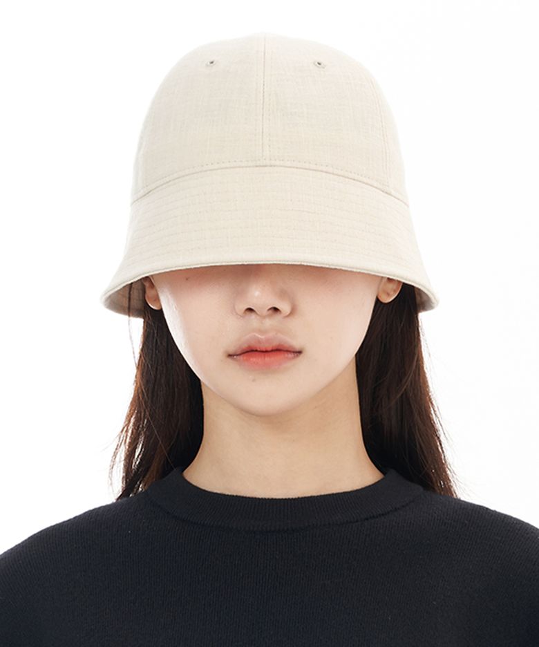 오버핏 린넨 라운드 버킷햇 (아이보리)