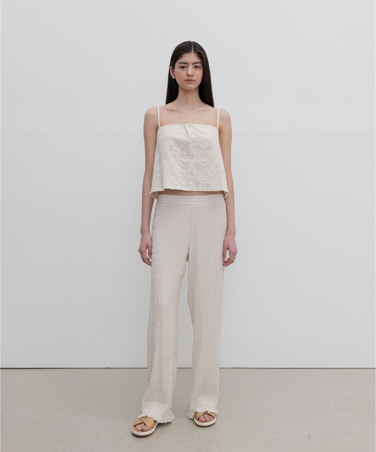 수수무(SUSUMU) WAVE PANTS - COSMIC LATTE