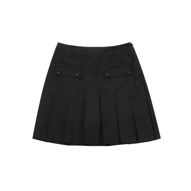 Out Pocket Pleats Skirt_Black