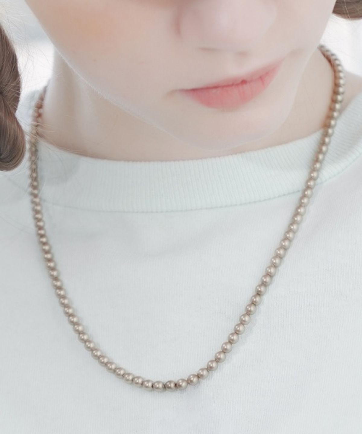 봉보(BONBEAU) 4mm swarovski gold pearl Necklace 스와로브스키 진주 샴페인 골드볼 목걸이 4mm