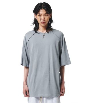 22SS07AT031 숄더 파이핑 레귤러 오버핏 반팔 (그레이)
