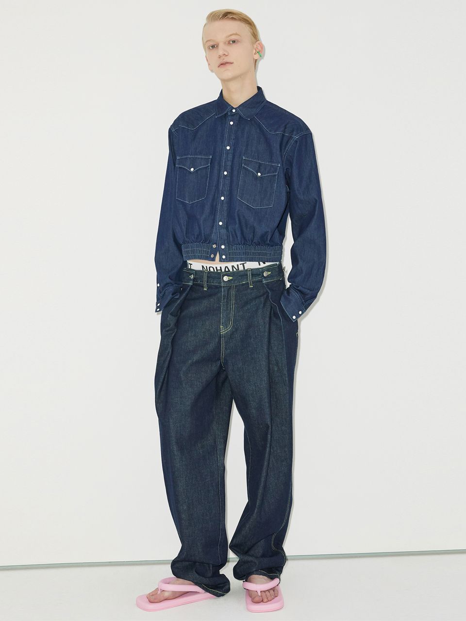 シャツ NOHANT Outpocket Cropped Denim Shirt Jacket Dark Blue MUSINSA | NOHANT OUTPOCKET CROPPED DENIM SHIRT JACKET DARK BLUE