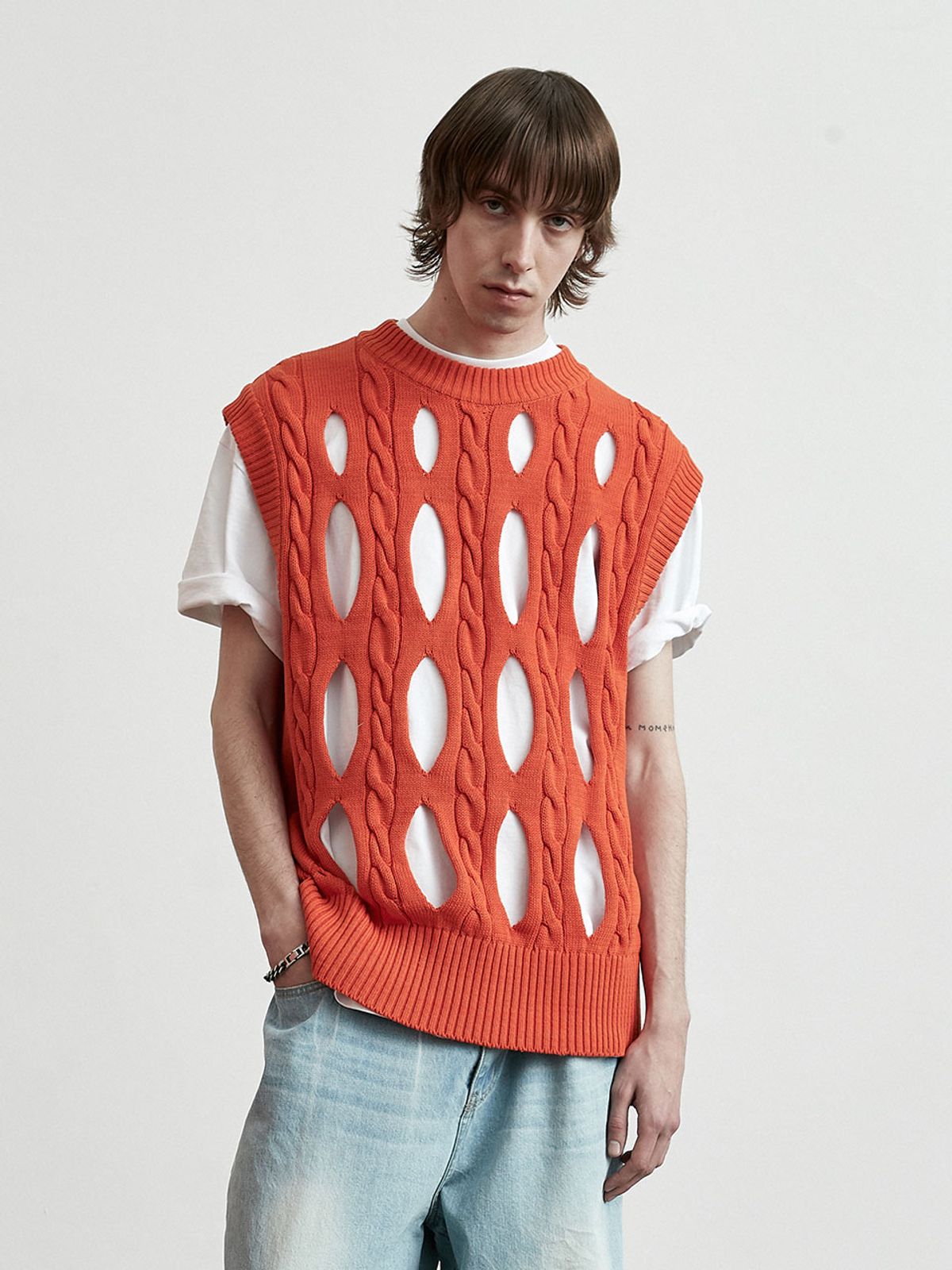 이에이(IEY) FERRY KNIT VEST Orange