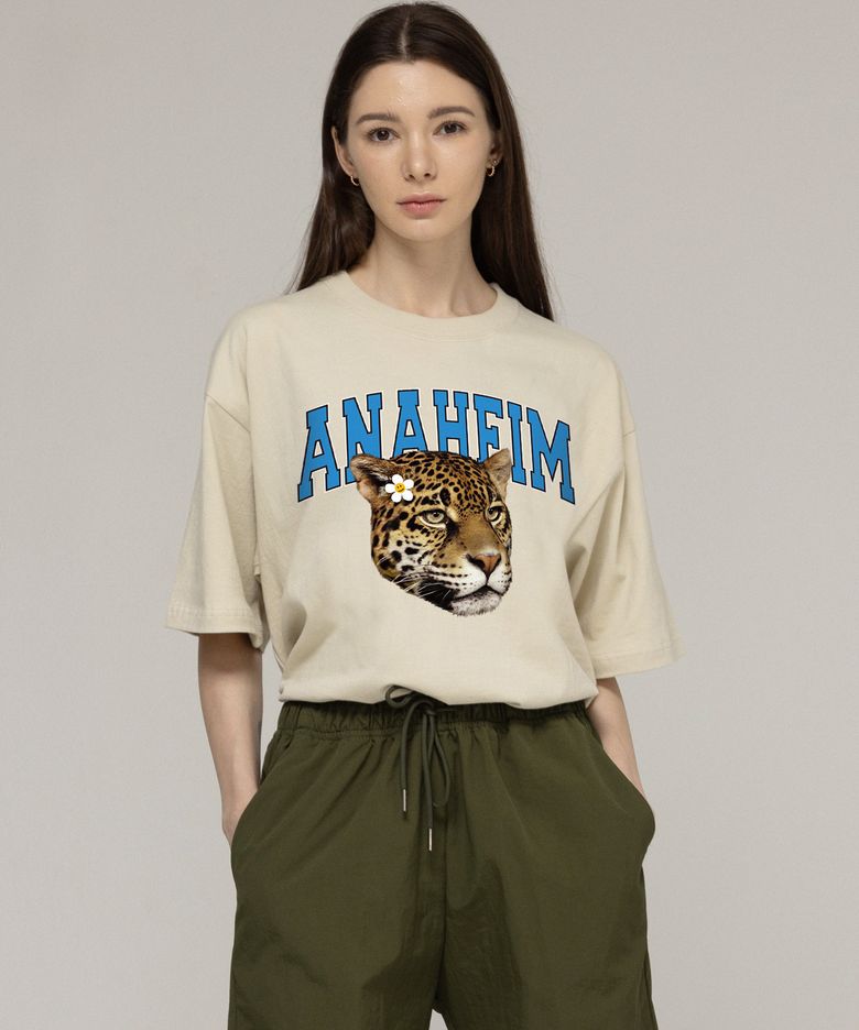 [UNISEX]에너하임 리얼 레오파드 반팔티_샌드 베이지