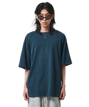 22SS07AT028 숄더 파이핑 레귤러 오버핏 반팔 (블루그린)