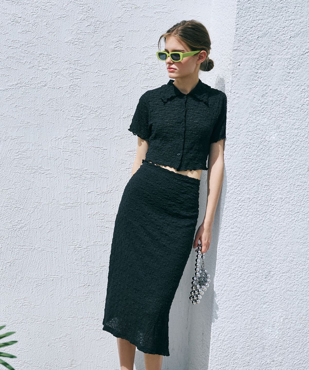 에트몽(ETMON) Bubble Blouse Set-Up  Black