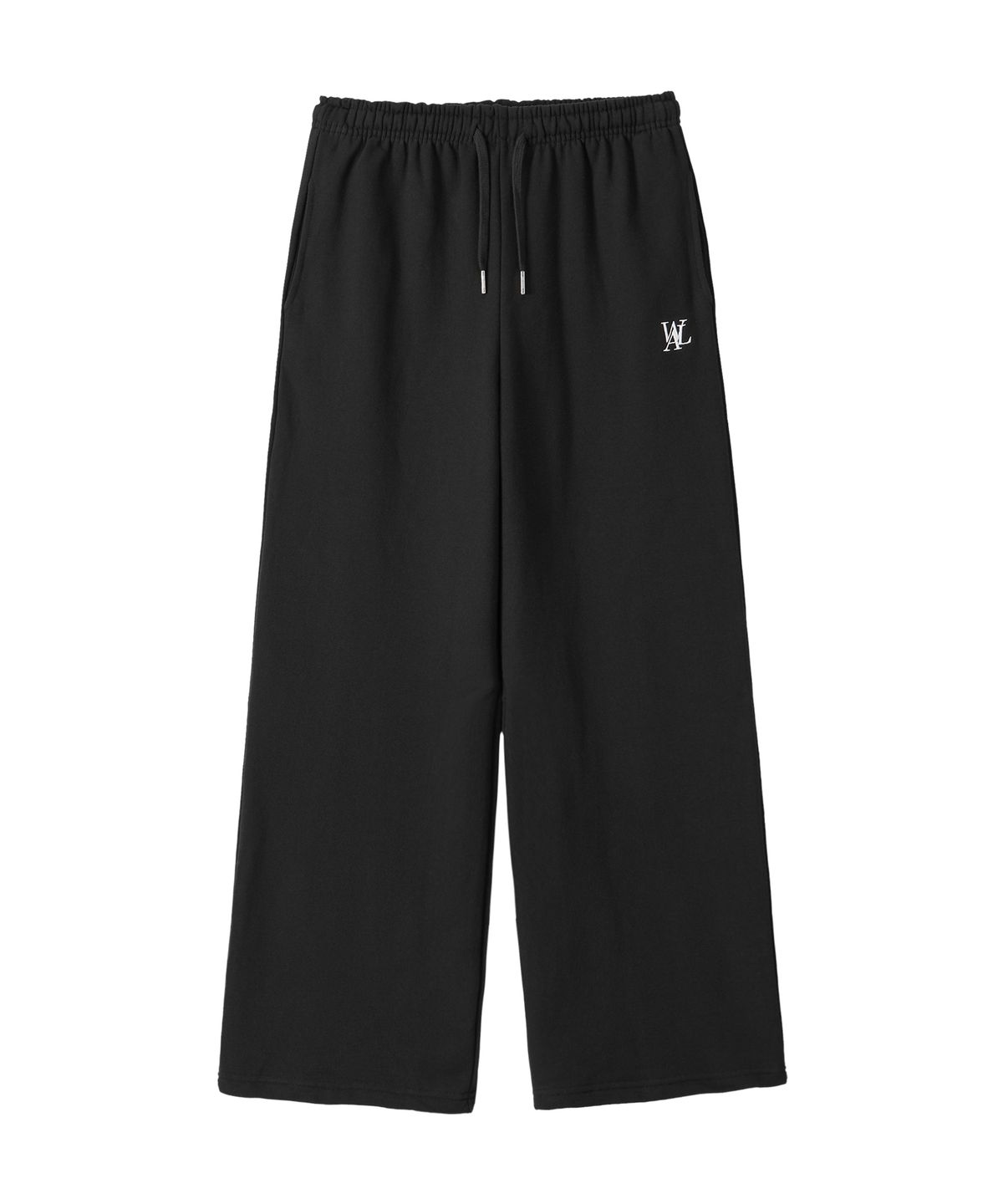 우알롱(WOOALONG) Signature relax wide pants - BLACK