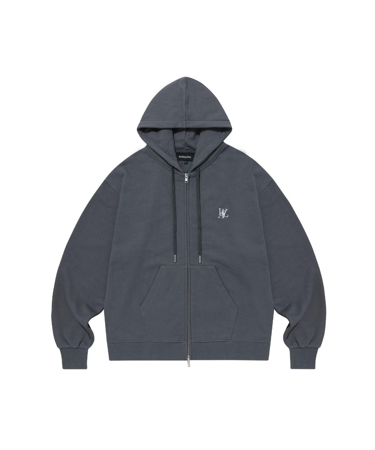우알롱(WOOALONG) Signature hood zip-up - CHARCOAL
