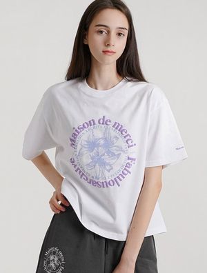 우먼즈 르리스 릴렉스 크롭티 화이트퍼플(FCC2TS385W)