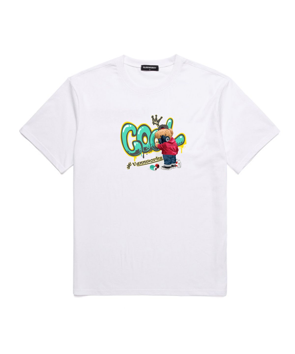 밴웍스(VANNWORKS) GRAVITY BEAR 오버핏 반팔 티셔츠(VNDTS231) 화이트