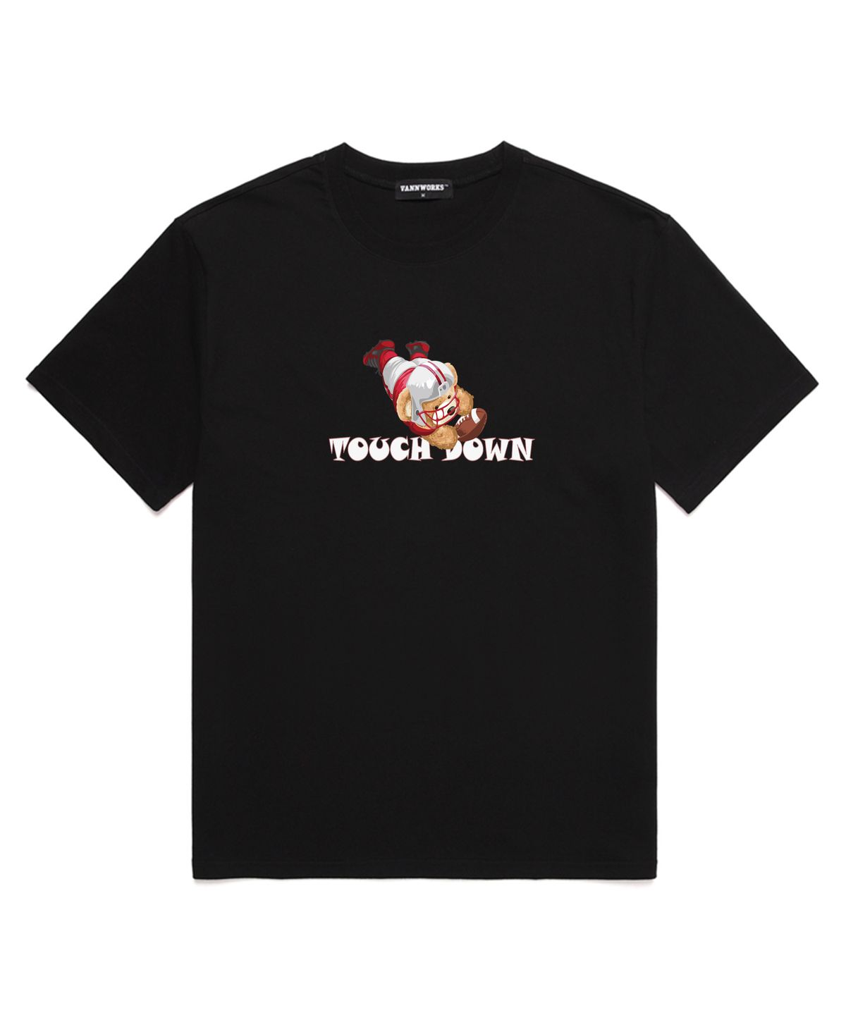 밴웍스(VANNWORKS) TOUCH DOWN BEAR 오버핏 반팔 티셔츠(VNDTS232) 블랙