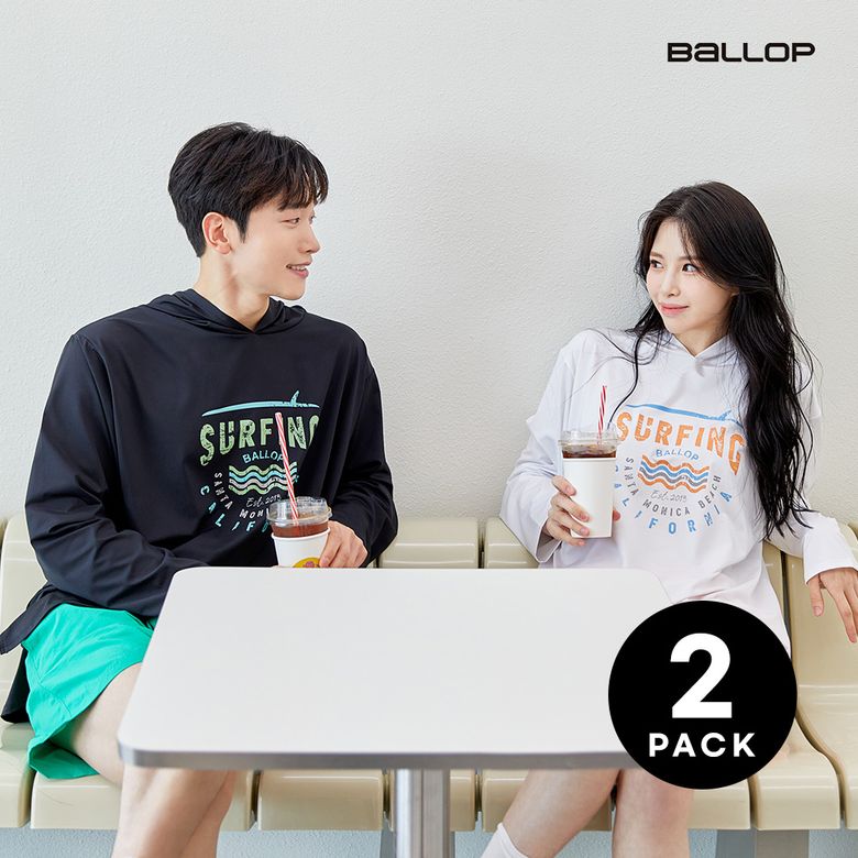[2PACK]빅 웨이브 오버핏 후드 래쉬가드