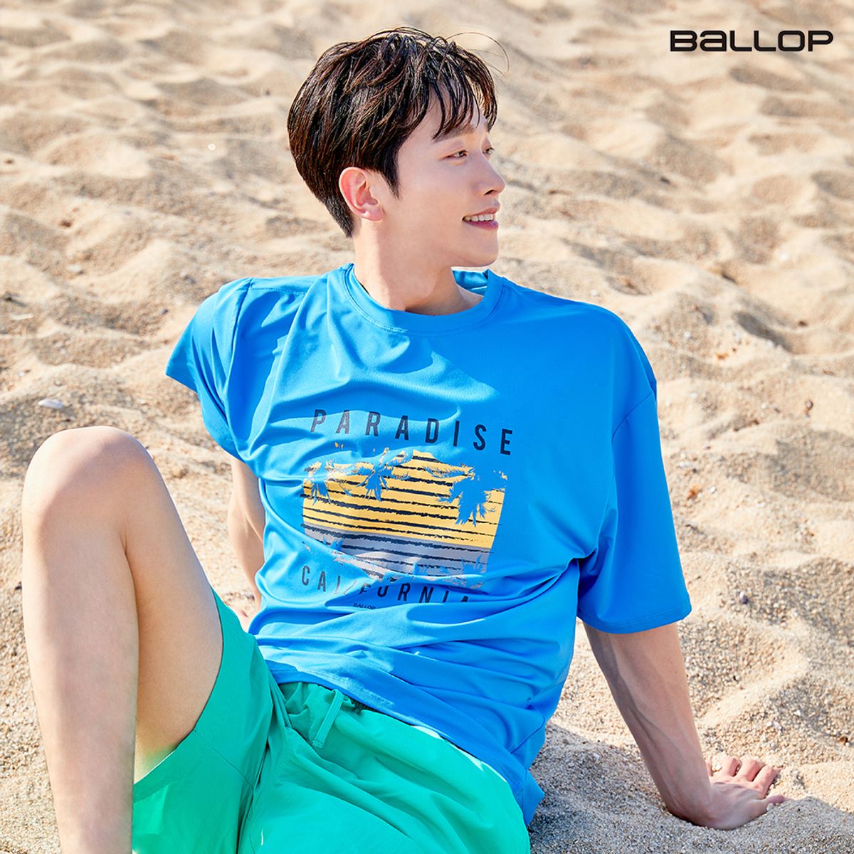 밸롭(BALLOP) 빅 웨이브 오버핏 숏슬리브 래쉬가드 블루