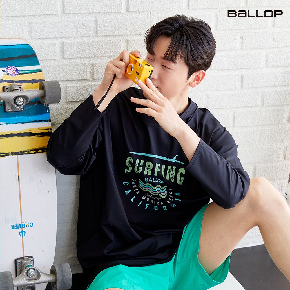 MUSINSA | BALLOP Big Wave Oversized Hoodie Rash Guard Black