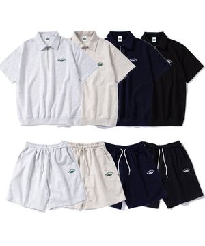 하프 집업 반팔 스웻셔츠 쇼츠 세트 [4 Colors]