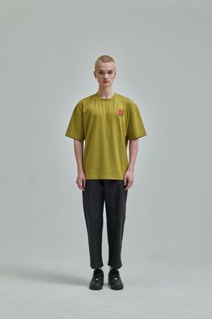 강아지 디지털 자수 티셔츠 카키