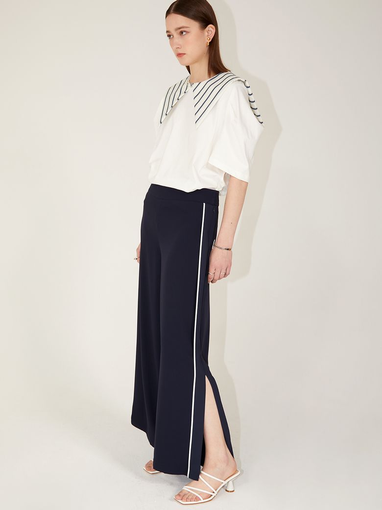 Wide Slit Pants_Navy 와이드 슬릿 팬츠_네이비