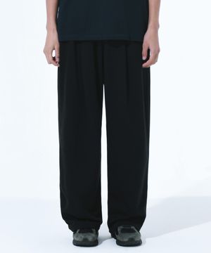 원턱 와이드 트레이닝 스웨트 팬츠 - 블랙
