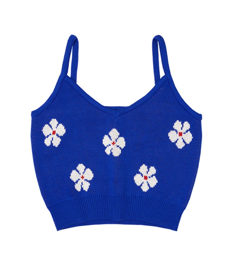 SIKN2031 cotton flower Jacquard bustier_Cobalt blue