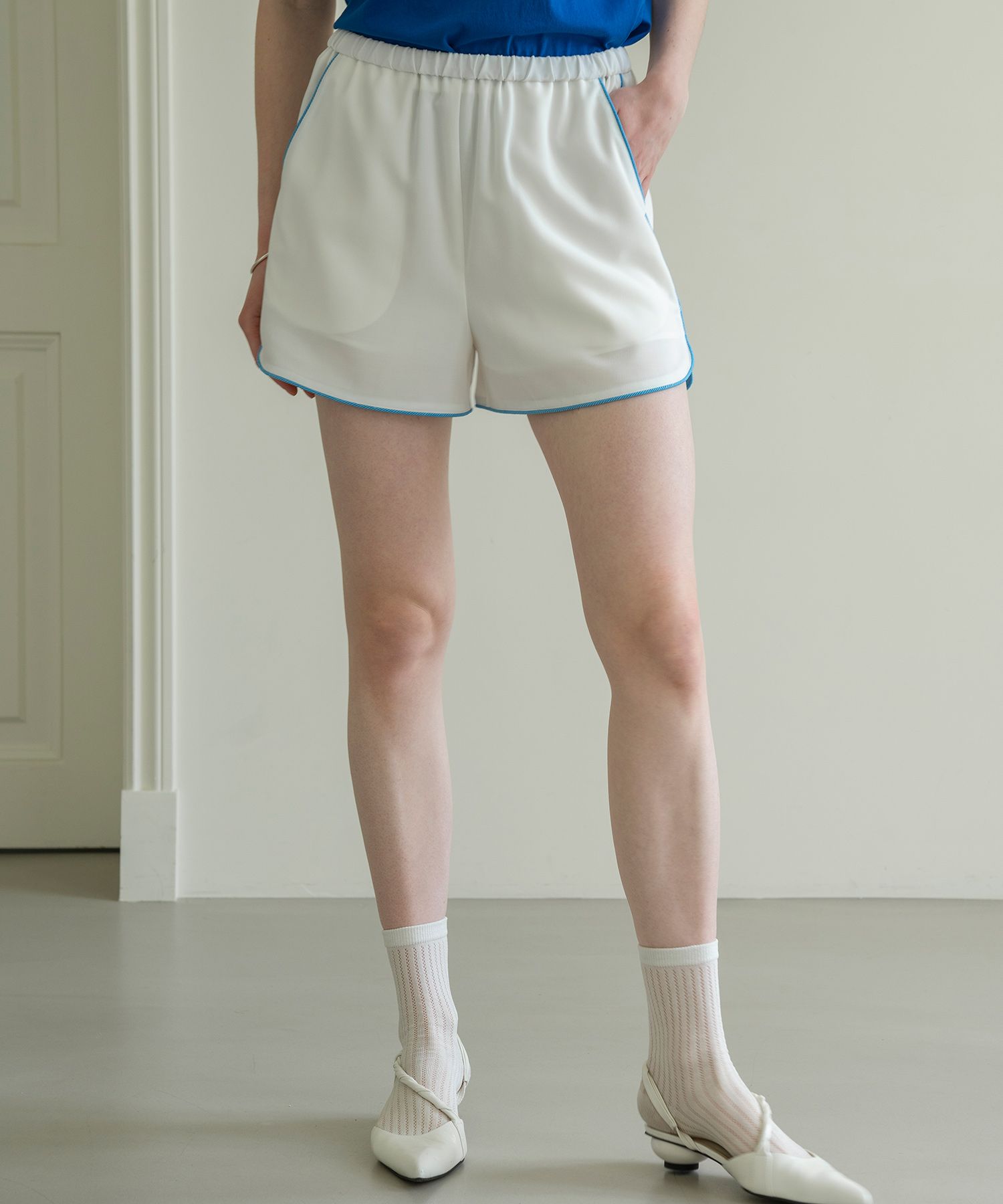 ショートパンツ Siyazu SIPT7044 color line summer banding pants_White MUSINSA | SIYAZU SIPT7044 color line summer banding pants_White