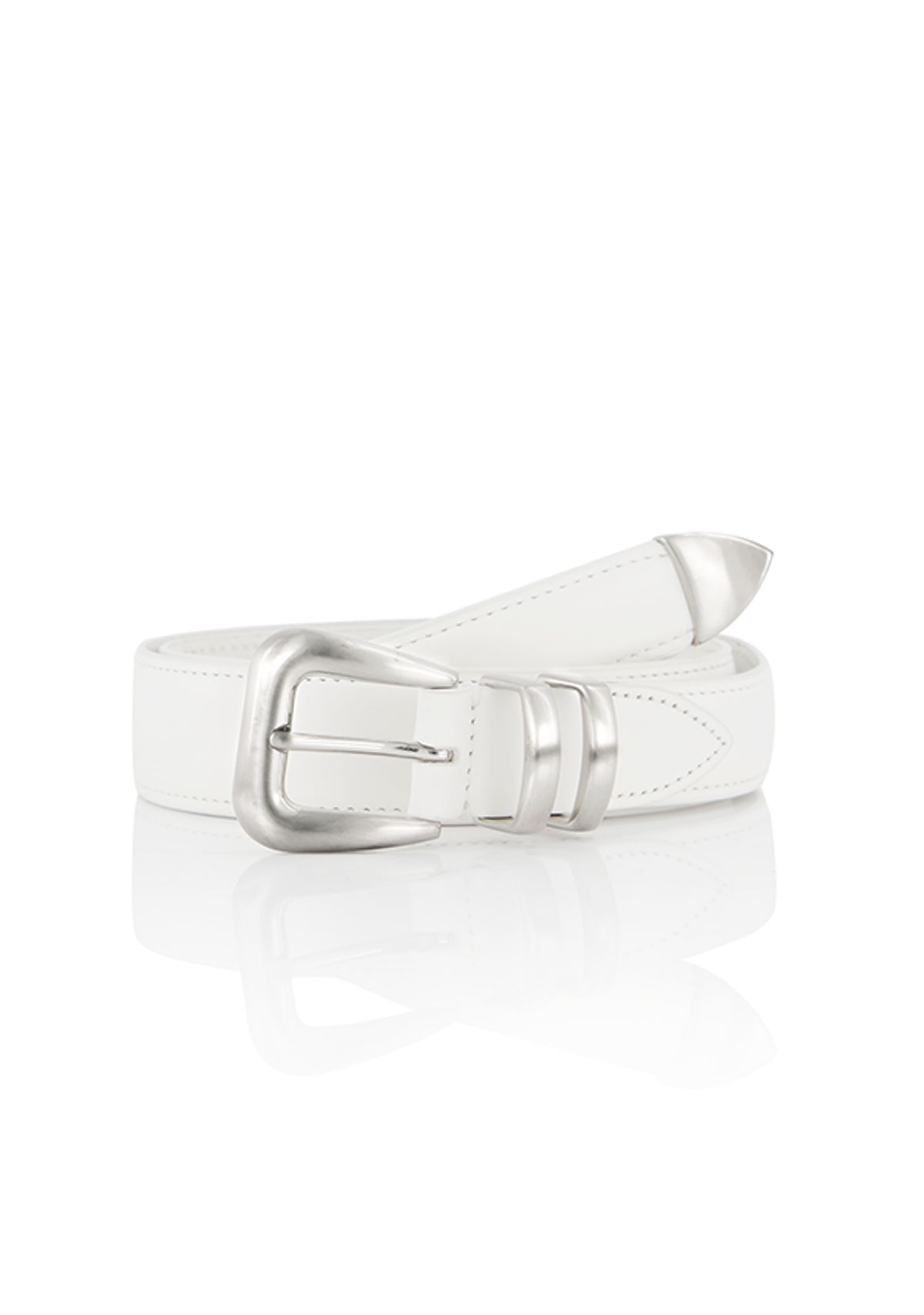 세비지(SAVAGE) 110 Leather Belt - White