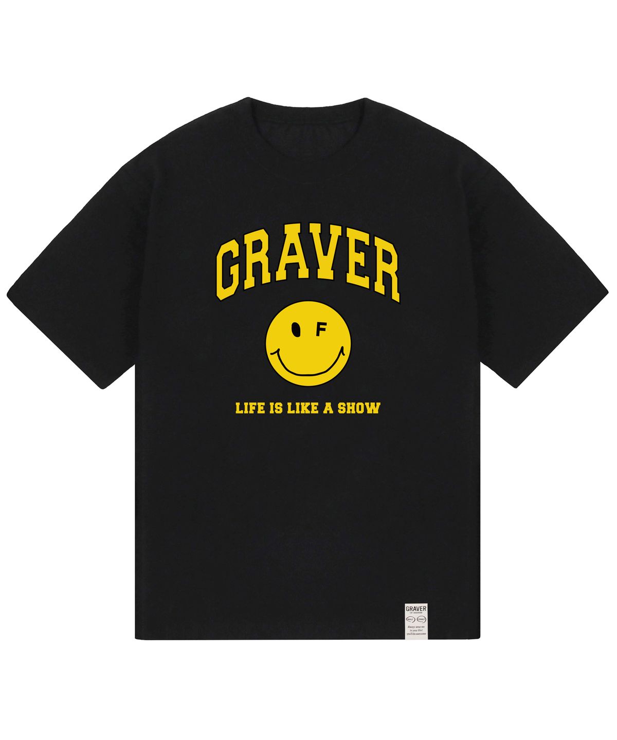 그레이버(GRAVER) [UNISEX]아치로고 라이프 도트스마일  반팔티_블랙